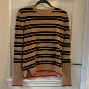La Ligne Le Tripe Tan and Black Striped Cashmere Sweater with Red Accents